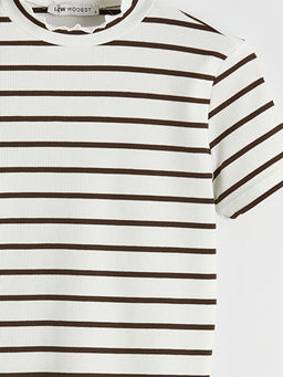 F?rf?rl? Dik Yaka ?izgili Kad?n Ti??rt