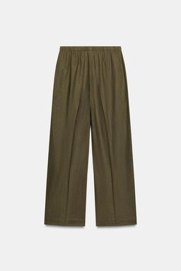 PANTAL?N RECTO CON LINO / Khaki - Zara фото 8