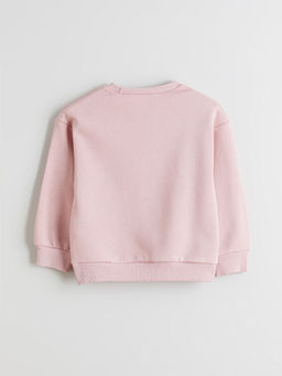 Bisiklet Yaka Stitch Bask?l? K?z ?ocuk Sweatshirt
