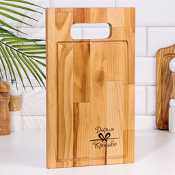 Доска разделочная Дарим Красиво «Прямая ручка», кровосток, 34×20×1.8 см