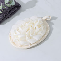 Цена за 2 шт. Мочалка для тела массажная со скрабером Доляна «Афродита», 11×16 см, бежевая