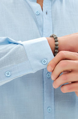 Мужская льняная рубашка с воротником-стойкой Happy Fox  фото 8