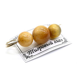 Брошь-булавка от сглаза золотой тигровый глаз 35*10 мм. Радуга камня