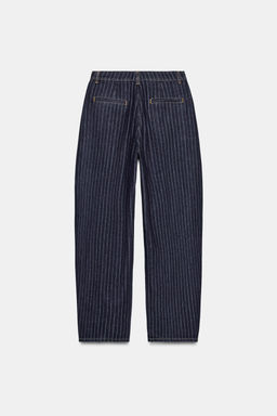 ZW COLLECTION MID-WAIST STRIPED BALLOON JEANS - Zara фото 8
