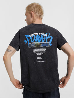 Футболка мужская серая с обработкой эйсид серый acid wash +печать1 111773