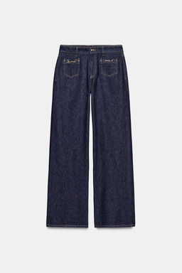 Z1975 MID-WAIST WIDE-LEG JEANS WITH CHAINS - Zara фото 6