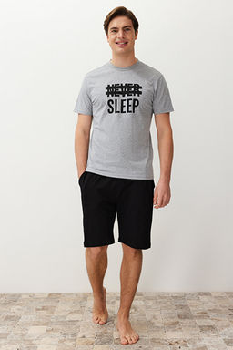 Gri Regular Fit Yazl_k Bask_l_ _ortlu Pijama Tak_m_ THMSS21PT0216 - Trendyolmilla фото 2