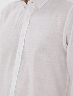 Beyaz Slim Fit Keten G_r_n_ml_ G_mlek