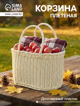 Корзина плетёная для хранения, 37×20.5×36 см, ручка h=17 см, белая