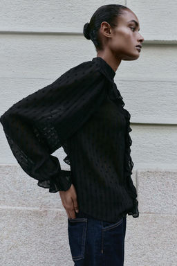 LACE DOTTED MESH SHIRT - Zara фото 2