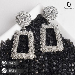 Серьги металл Эстетика трапеция, цвет серебро