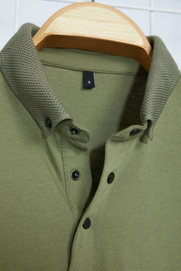 Haki Regular/Normal Kesim Polo Yaka T-shirt TMNSS24PO00047 - Trendyolmilla фото 2