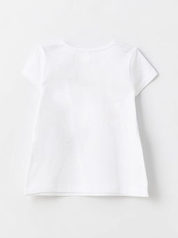 Bisiklet Yaka Bask?l? K?sa Kollu K?z Bebek Ti??rt - Waikiki фото 3