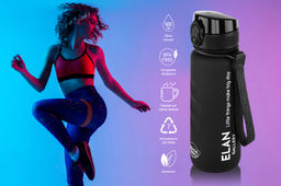 Бутылка для воды 500 мл 6,5*6,5*23 см "Style Matte" с углублениями д/пальцев, черная