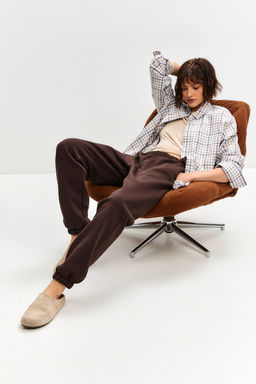 Брюки женские из футера трехнитка с начесом Сова шоколад