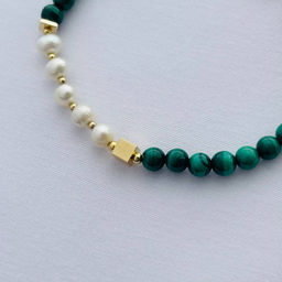 Браслет из Малахита и Жемчуга - Радуга самоцветов фото 2