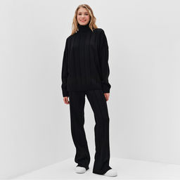 Костюм женский (джемпер, брюки )MINAKU: Knitwear Collection, размер 46-48, чёрный