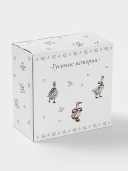 Чайная пара Доляна «Гуси», 2 предмета: чашка 250 мл, блюдце d=15 см, фарфор, белая