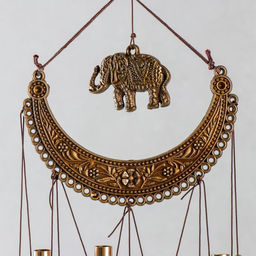 Музыка ветра «Ожерелье и слон», 4 трубки 5 колокольчиков, 54 см