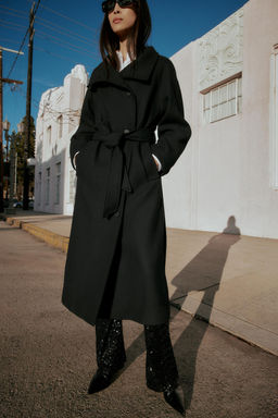 LONG WOOL COAT WITH HIGH NECK - Zara фото 16