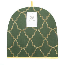 Новогодняя грелка на чайник Этель Gold ornament 28х28см, 100%хл, саржа 190 г/м2  фото 4