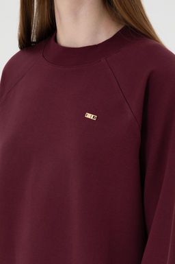 Kad_n Bordo Regular Bisiklet Yaka Basic Sweatsh_rt