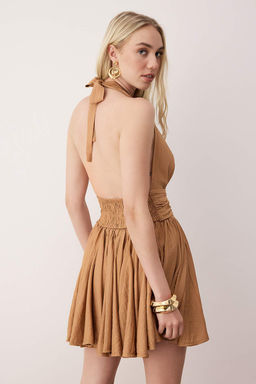 Mavi Belden Ac?lan/Skater Dusme Detayl? Sifon K?sa/Mini Elbise TPRSS25EL00319 - Trendyolmilla фото 18