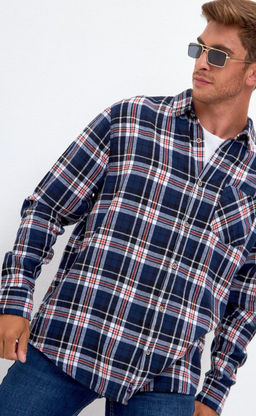 Рубашка фланель F121-0460 orange-blue - Fine joyce фото 3