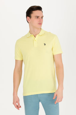 U. S. Polo Assn Мужская светло-желтая базовая футболка с воротником-поло - U.s. polo assn фото 4