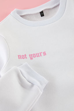 Beyaz K?z Cocuk S?rt Bask?l? Orme Mini Me Sweatshirt TKDAW25SW00049 - Trendyolmilla фото 4