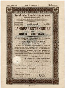 Облигация 4,5% 100 рейхсмарок 1937 года Германия
