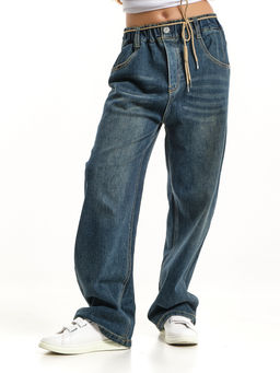 Джинсы для девочек прямого кроя 33-69031 синий