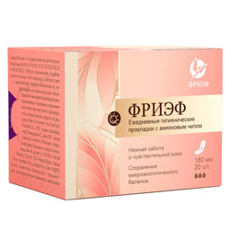 Ежедневные гигиенические прокладки с анионовым чипом. Фриэф, 180 мм, 20 шт