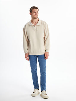 Dik Yaka Uzun Kollu Erkek Kal?n Sweatshirt