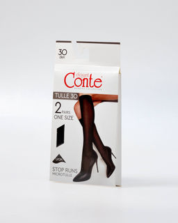 Цена за 2 пары. Носки Удлиненные CONTE TULLE (2 пары) Гольфы женские nero - Conte elegant фото 2
