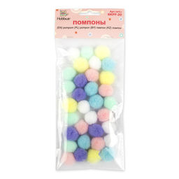 Hobbius SKPF-20 Помпоны 20 мм 30 шт №01 Пастельное ассорти  фото 3