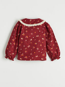 ?i?ek Bask?l? Bebe Yaka K?z ?ocuk G?mlek