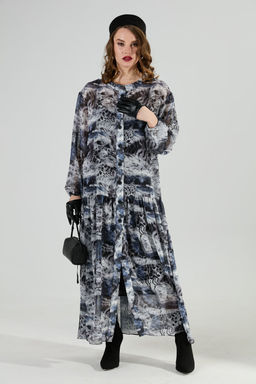 Платье NIKVA н1028-1 серая абстракция  фото 5