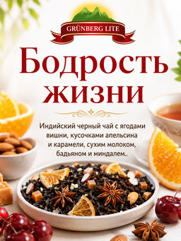Бодрость жизни Черный ароматизированный чай GRÜNBERG LITE