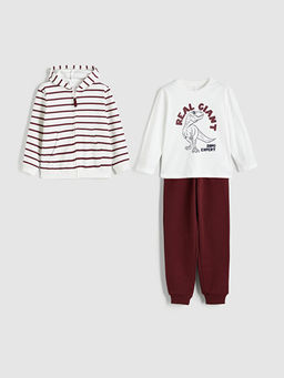 Dinozor Bask?l? Erkek ?ocuk Tak?m