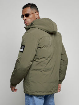 Куртка спортивная мужская зимняя с капюшоном цвета хаки 8360Kh - Wonderrman фото 10
