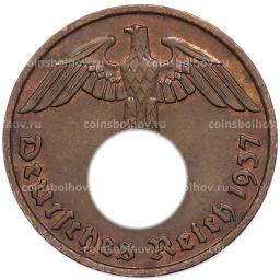 Монета 2 рейхспфеннига 1937 года F Германия
