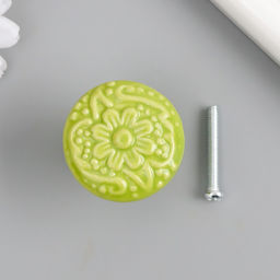 Ручка для шкатулки керамика, металл «Цветок», фисташка, 3.4×3.4×3.4 см