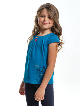 Футболка для девочки с принтом садик UD 0620 синий - Mini maxi фото 4