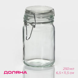 Банка для сыпучих Доляна Оптима, 250 мл, 6.511.5 см, с бугельным замком, стекло, прозрачная