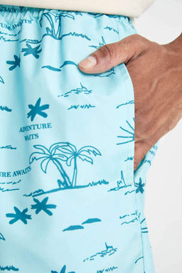 Короткие шорты для плавания на сетчатой подкладке с рисунком - Defacto фото 6