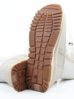 02-WA010-3M LT. BEIGE Сапоги "Дутики" зимние женские (натуральная кожа, курточная ткань, 100% шерсть)