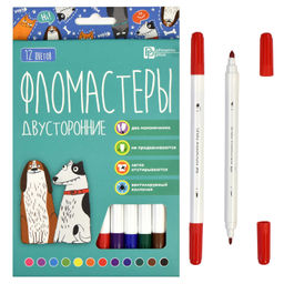 Набор фломастеров арт. 67876 / 12 АРТ-БРАТВА (12 цв., размер упаковки: 11,7х16,5х1 см, двусторонние,