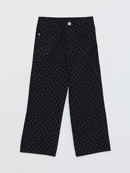 Bask?l? Wideleg K?z ?ocuk Jean Pantolon