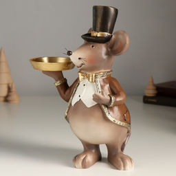 Подсвечник полистоун на 1 свечу «Мышонок в цилиндре и фраке», 17×10×23 см